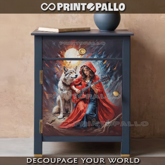 Little Red Riding Hood en de Wolf Rock Band Tissuepapier