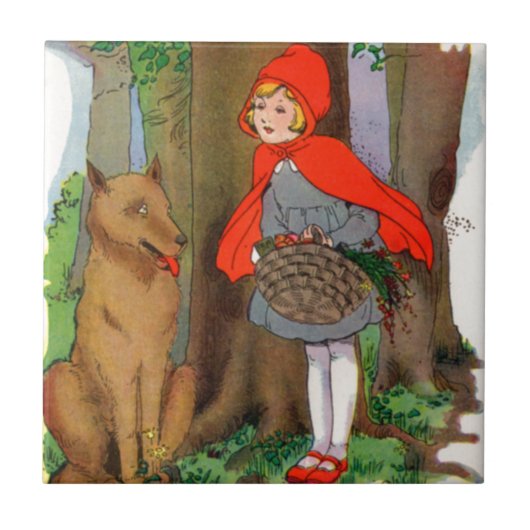 Little Red Riding Hood en de Wolf Tegeltje (Voorkant)