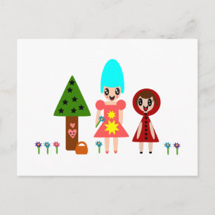 Little Red Riding Hood en Grandma onder de Flowe Briefkaart