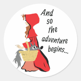 Little Red Riding Hood en haar Wolf Pup Ronde Sticker