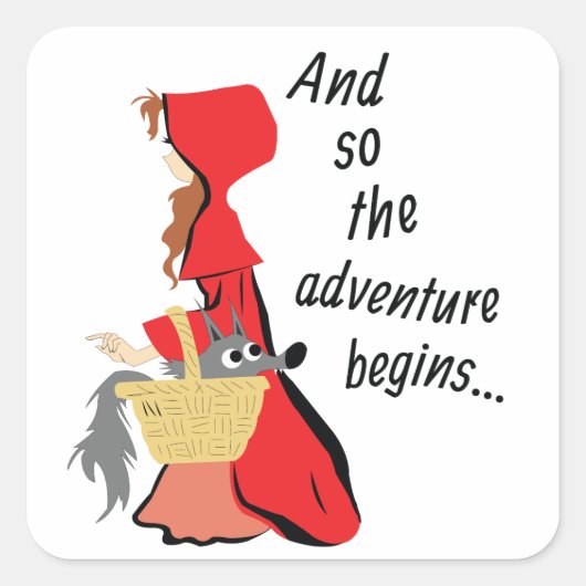 Little Red Riding Hood en haar Wolf Pup Vierkante Sticker (Voorkant)