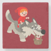 Little Red Riding Hood en het Wolf Stone Onderzett Stenen Onderzetter (Voorkant)