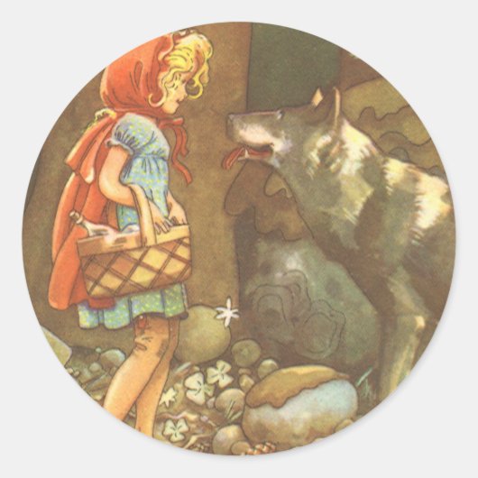 Little Red Riding Hood,  Fairy Tale Ronde Sticker (Voorkant)