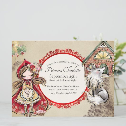 Little Red Riding Hood Fairy Tale Storybook Kaart (Staand voorkant)