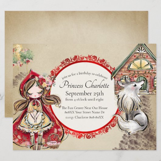 Little Red Riding Hood Fairy Tale Storybook Kaart (Voorkant / Achterkant)