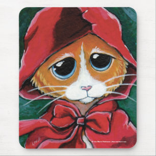 Little Red Riding Hood Ginger Tabby Cat Mousepad Muismat