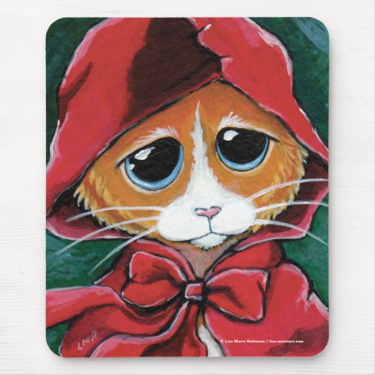 Little Red Riding Hood | Ginger Tabby Cat Mousepad Muismat (Voorkant)