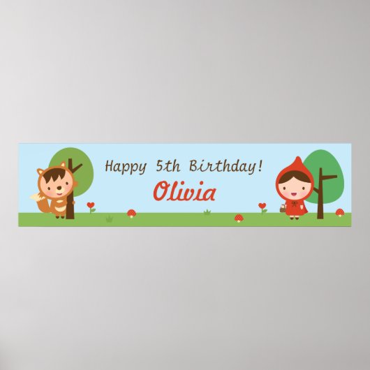 Little Red Riding Hood Girls Birthday Party Banner Poster (Voorkant)