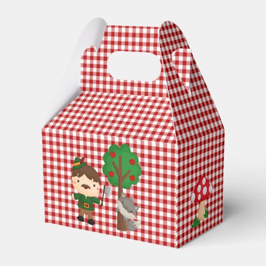 Little Red Riding Hood Karakters op Red Gingham Bedankdoosjes (Achterkant)