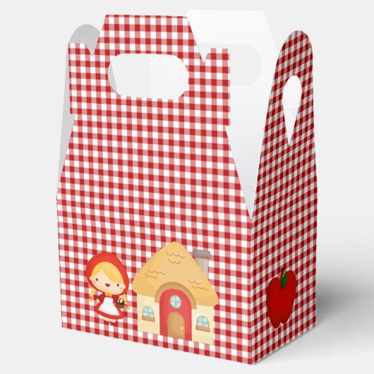 Little Red Riding Hood Karakters op Red Gingham Bedankdoosjes (Geopend)