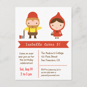 Little Red Riding Hood kinderen Birthday Party Kaart