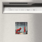 Little Red Riding Hood ontmoet de Wolf Magneet (Insitu (Vaatwasser))