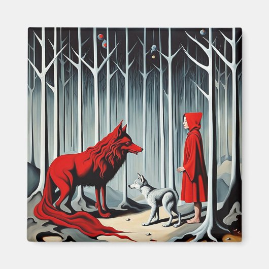 Little Red Riding Hood ontmoet de Wolf Magneet (Voorkant)