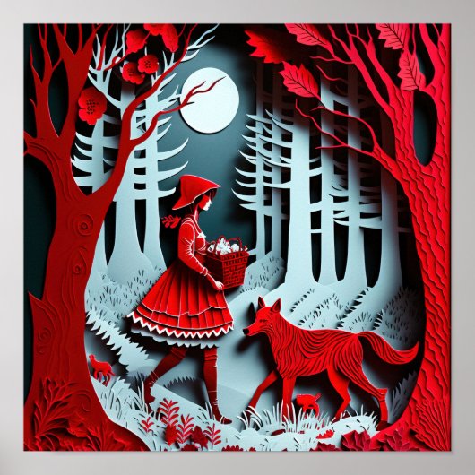 Little Red Riding Hood ontmoeten de Big Bad Wolf Poster (Voorkant)