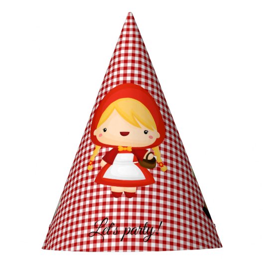 Little Red Riding Hood op Red Gingham Feesthoedjes (Voorkant)