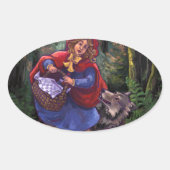 Little Red Riding Hood Ovale Sticker (Voorkant)
