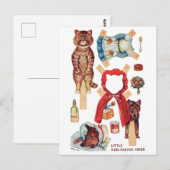 Little Red Riding Hood, Paper Doll, Louis Wain Briefkaart (Voorkant / Achterkant)