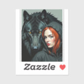 Little Red Riding Hood Redhead and the Black Wolf Sticker (Vel)