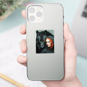 Little Red Riding Hood Redhead and the Black Wolf Sticker (Telefoon)