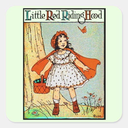 Little Red Riding Hood  Schattige Vierkante Sticker (Voorkant)