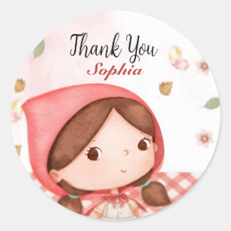 Little Red Riding Hood Thank You Tag Ronde Sticker