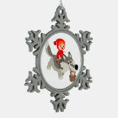 Little Red Riding Hood & The Wolf Pewter Ornament (Links)
