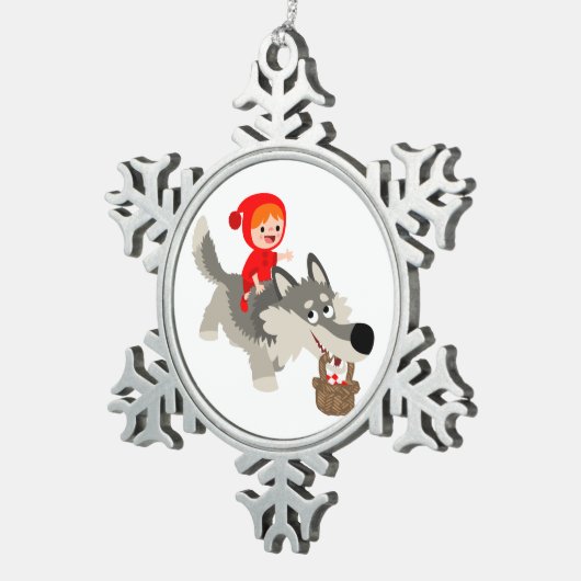 Little Red Riding Hood & The Wolf Pewter Ornament (Rechts)