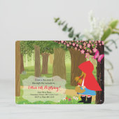 Little Red Riding Hood verjaardagsfeestje uitnodig Kaart (Staand voorkant)