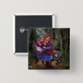 Little Red Riding Hood Vierkante Button 5,1 Cm (Voorkant /achterkant)