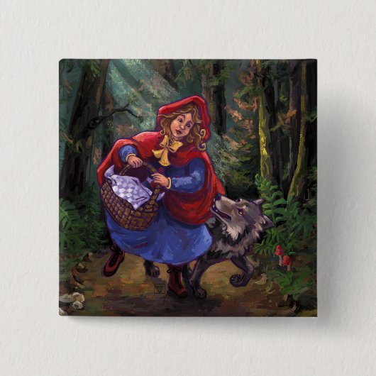 Little Red Riding Hood Vierkante Button 5,1 Cm (Voorkant)