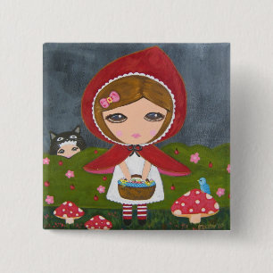Little Red Riding Hood Vierkante Button 5,1 Cm