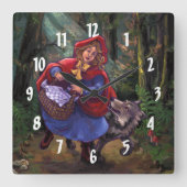 Little Red Riding Hood Vierkante Klok (Voorkant)