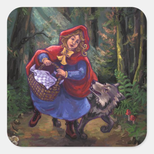 Little Red Riding Hood Vierkante Sticker (Voorkant)