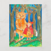 Little Red Riding Hood Wolf Owl Forest Briefkaart (Voorkant)