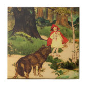 Little Red Riding Hood Wolf  Repro Tegeltje (Voorkant)