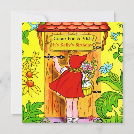 Little Red Riding Hoods Birthday Visit Kaart (Voorkant)