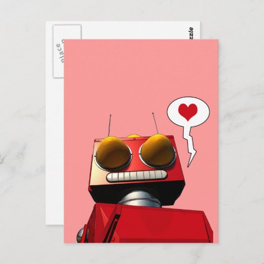 Little Red Robot Love Briefkaart (Voorkant / Achterkant)