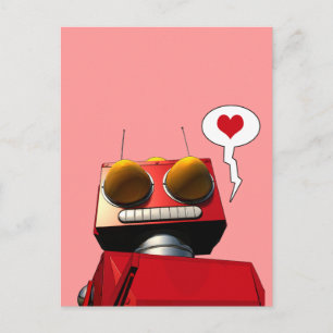 Little Red Robot Love Briefkaart