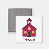 Little Red School House I Love School Magneet (Voorkant / Achterkant)