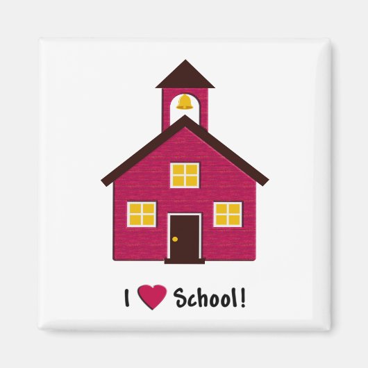 Little Red School House I Love School Magneet (Voorkant)