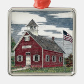 Little Red Schoolhouse Premium Square Ornament (Voorkant)