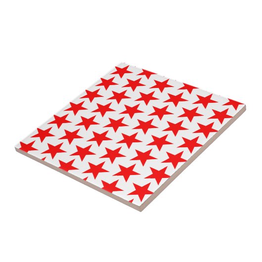Little Red Stars Pattern Tegeltje (Zijkant)