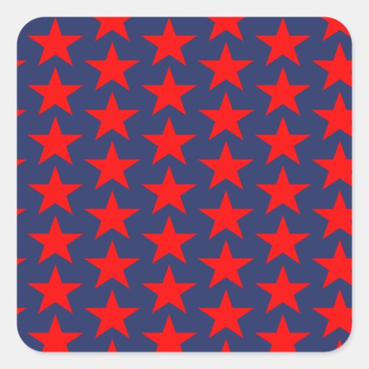 Little Red Stars Pattern Vierkante Sticker (Voorkant)
