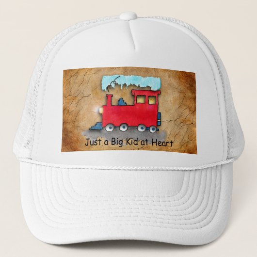 Little Red Train Art "Just a Big Kind at Heart" Trucker Pet (Voorkant)