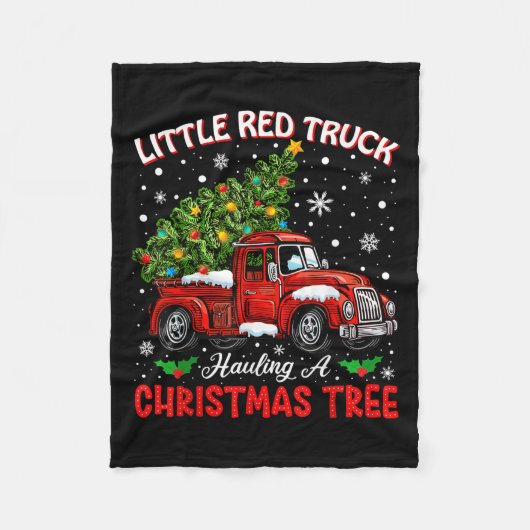 Little Red Truck Hauling A Christmas Tree  Fleece Deken (Voorkant)