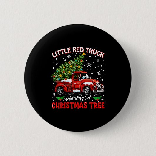 Little Red Truck Hauling A Christmas Tree  Ronde Button 5,7 Cm (Voorkant)