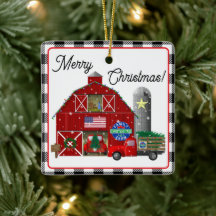 Little Red Truck Kerstboom Boerderij en schuur