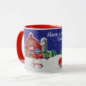 Little Red Truck Kerstboom Boerderij en schuur Mok (Voorkant links)