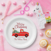 Little Red Truck Kerstfeestje Papieren Bordje (Feest)