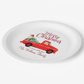 Little Red Truck Kerstfeestje Papieren Bordje (Gekanteld)